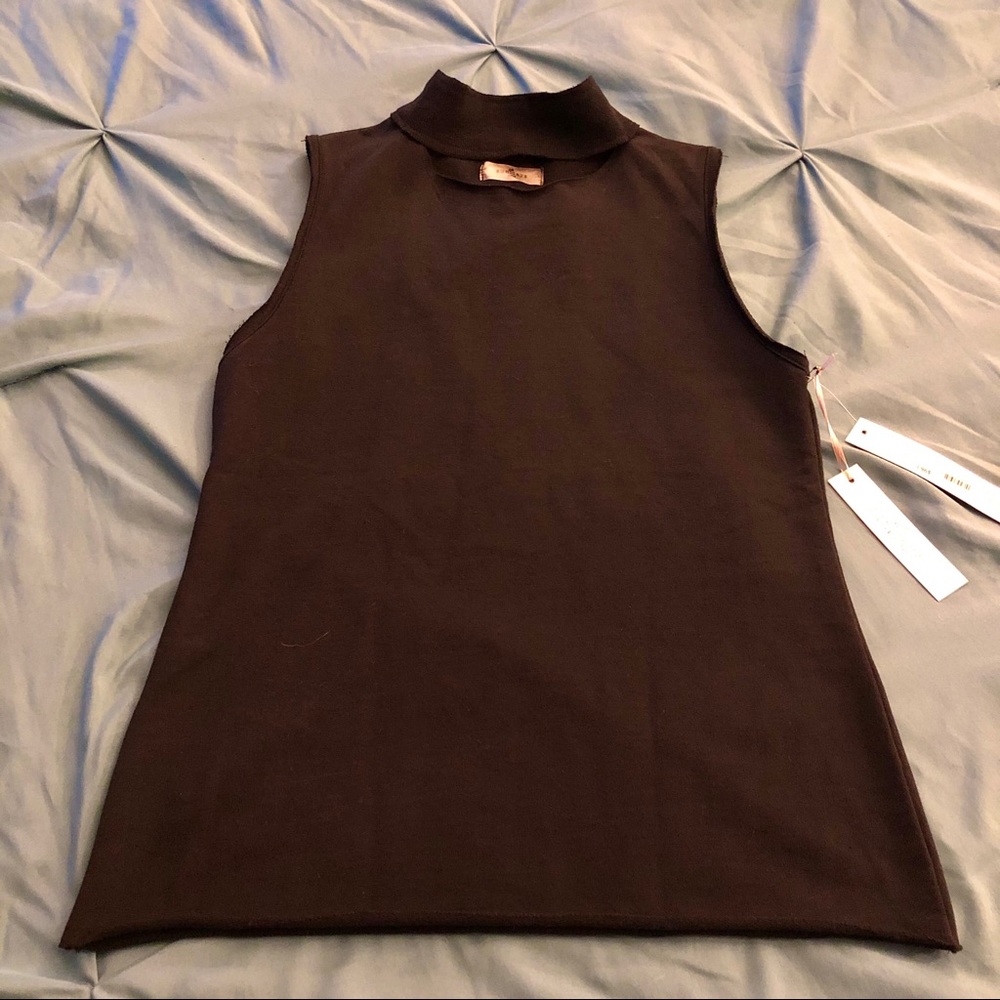 Sundays NYC Black Mock Neck Sleeveless Sweater